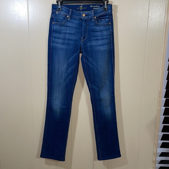 7 For All Mankind the Modern Straight jeans in dark wash size 25 - Picture 2 of 8